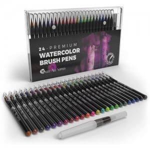 Le coffret de 24 stylos aquarelle de la marque Castle Art Supplies